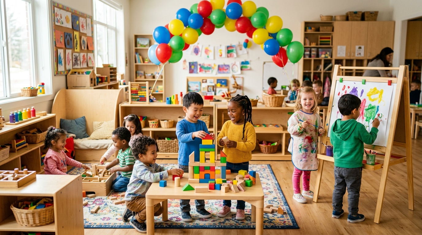 Happy Preschool Children Playing at Kiddoz Paradise Kopar Khairane